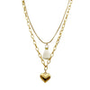 Wholesale Stainless Steel Heart Shape Stacking Style Pendant Necklace With 18K Goldplated Electroplating For Women