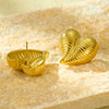 Wholesale Stainless Steel Heart Shape Striped Fashion Earrings With Electroplating For Women