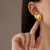 Wholesale Stainless Steel Heart Shape Striped Fashion Earrings With Electroplating For Women
