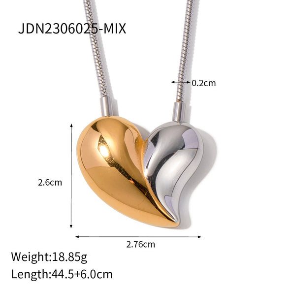 Wholesale Stainless Steel Heart Shape Vacuum Plated Women's Love Earrings Gold And Silver Double Color