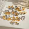 Wholesale Stainless Steel Heart Shape Vacuum Plated Women's Love Earrings Gold And Silver Double Color
