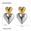 Wholesale Stainless Steel Heart Shape Vacuum Plated Women's Love Earrings Gold And Silver Double Color