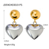 Wholesale Stainless Steel Heart Shape Vacuum Plated Women's Love Earrings Gold And Silver Double Color