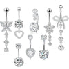Wholesale Stainless Steel Heart Shape Zircon Inlaid Women's Navel Nail Body Piercing Jewelry