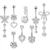 Wholesale Stainless Steel Heart Shape Zircon Inlaid Women's Navel Nail Body Piercing Jewelry