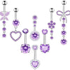 Wholesale Stainless Steel Heart Shape Zircon Inlaid Women's Navel Nail Body Piercing Jewelry