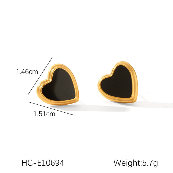 Wholesale Stainless Steel Heart Shaped And Geometric Pattern Electroplated Women's Earrings