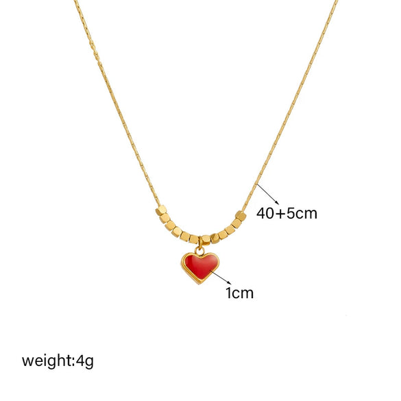 Wholesale Stainless Steel Heart Shaped Beaded Chain Necklace With Electroplating Treatment Fashionable And Highend