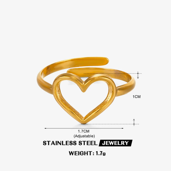Wholesale Stainless Steel Heart Shaped Electroplated Women's Love Ring