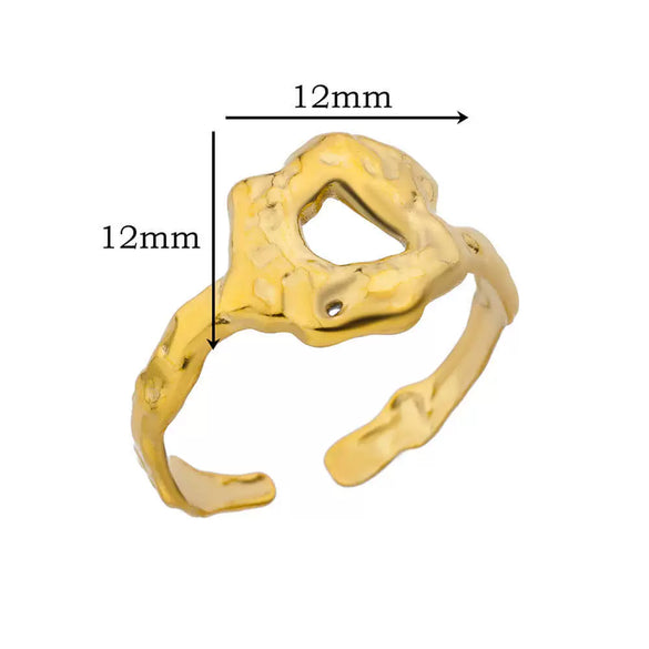 Wholesale Stainless Steel Heart Shaped Geometric Open Ring For Women Simple Style With Electroplating