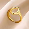 Wholesale Stainless Steel Heart Shaped Geometric Ring With Electroplating For Women