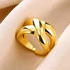 Wholesale Stainless Steel Heart Shaped Geometric Ring With Electroplating For Women