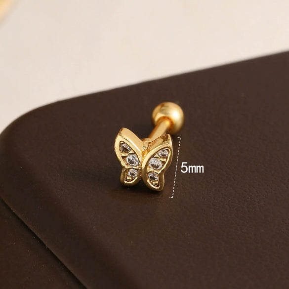Wholesale Stainless Steel Heart Shaped Geometric Style Electroplating Women's Ear Bone Nails
