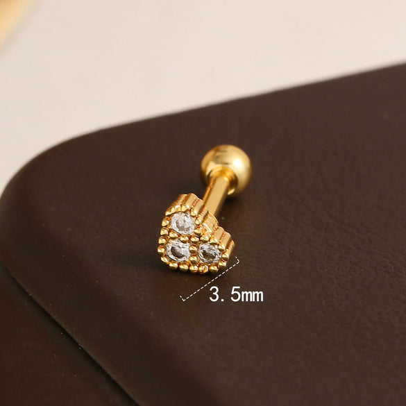 Wholesale Stainless Steel Heart Shaped Geometric Style Electroplating Women's Ear Bone Nails
