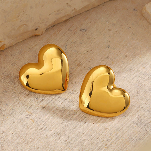 Wholesale Stainless Steel Heart Shaped Hand Polished And Electroplated Love Earrings For Women Hip Hop Style