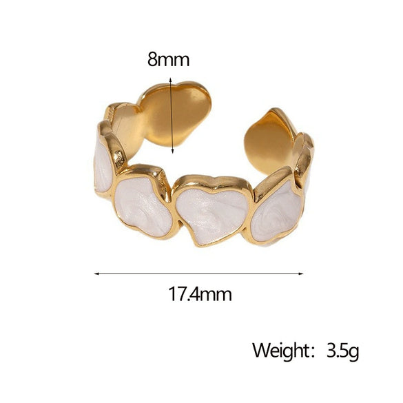 Wholesale Stainless Steel Heartd Love Dripping Oil Open Ring For Women With Electroplating Process