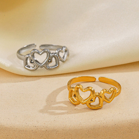 Wholesale Stainless Steel Heart Shaped Love Ring For Women With 18K Gold Plated Electroplating