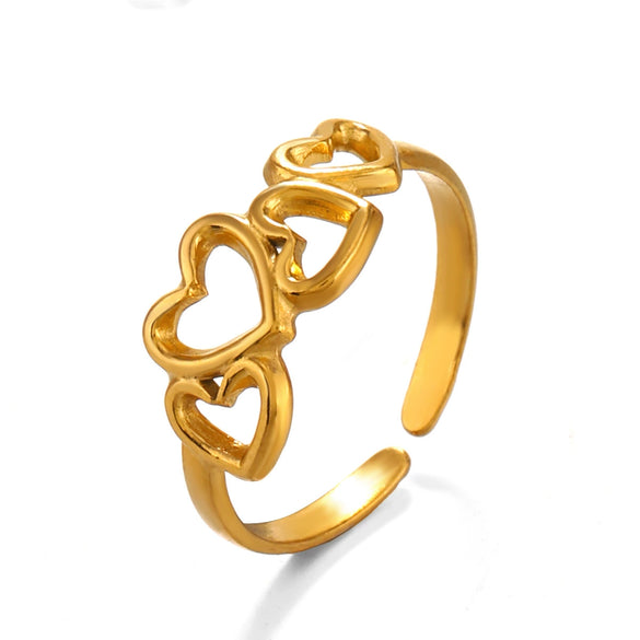 Wholesale Stainless Steel Heart Shaped Love Ring For Women With 18K Gold Plated Electroplating