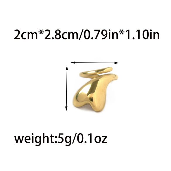 Wholesale Stainless Steel Heart Shaped Love Winding Opening Ring With Vacuum Plating And Electroplating