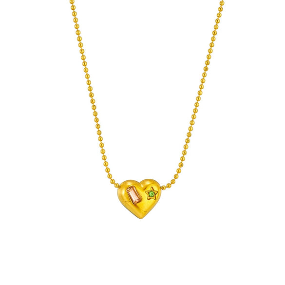 Wholesale Stainless Steel Heart Shaped Pendant Necklace With Electroplating For Women
