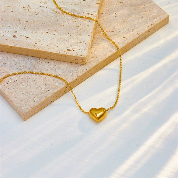 Wholesale Stainless Steel Heart Shaped Pendant Necklace With Electroplating For Women