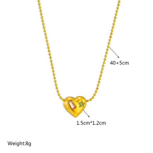 Wholesale Stainless Steel Heart Shaped Pendant Necklace With Electroplating For Women