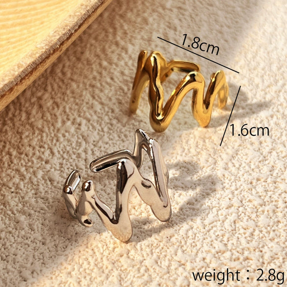 Wholesale Stainless Steel Heart Shaped Ring Electroplated Natural Hip Hop Style For Women