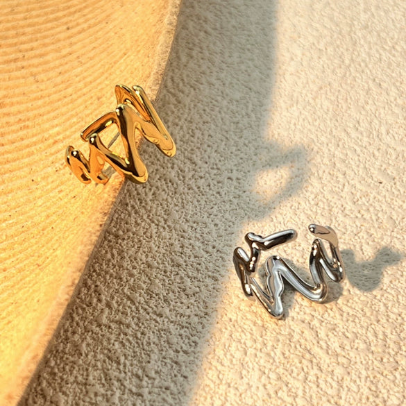 Wholesale Stainless Steel Heart Shaped Ring Electroplated Natural Hip Hop Style For Women