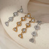 Wholesale 316 Stainless Steel Heart Shaped Zircon Long Pendant Earrings For Women Electroplated Light Luxury Style