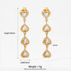 Wholesale 316 Stainless Steel Heart Shaped Zircon Long Pendant Earrings For Women Electroplated Light Luxury Style