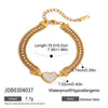 Wholesale Stainless Steel Heart Shellshaped Geometric Threelayer Chain Bracelet With White Zircon Electroplating For Women