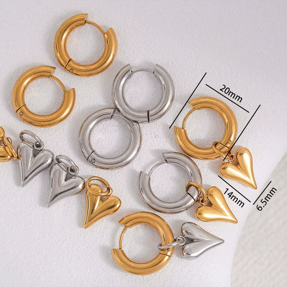 Wholesale Stainless Steel Heartshaped Detachable Eardrop Earrings For Women Retro Fashion Electroplated