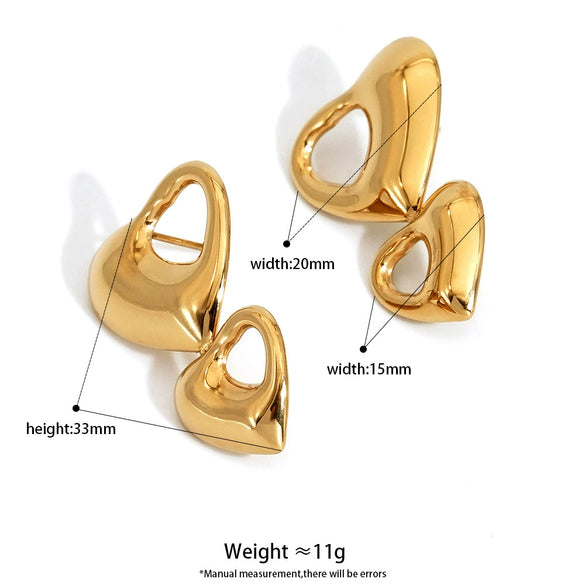 Wholesale Stainless Steel Heartshaped Electroplated Earrings With Geometric Design For Women
