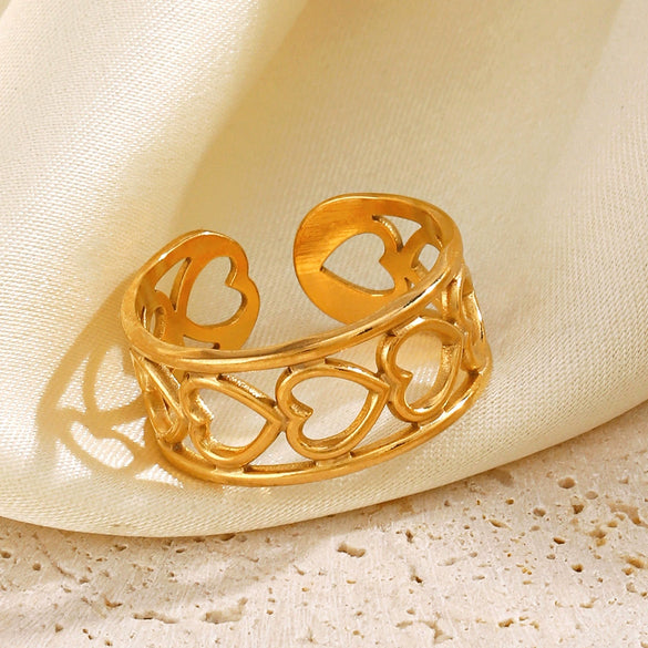 Wholesale Stainless Steel Heartshaped Electroplated Love Opening Ring For Women