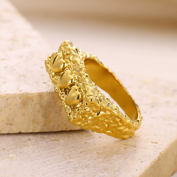 Wholesale Stainless Steel Heartshaped Electroplating Unisex And Women's Personality Open Ring