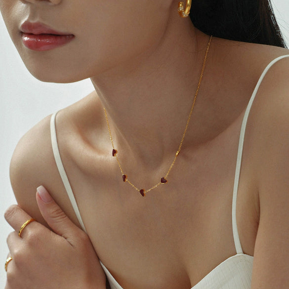 Wholesale Stainless Steel Heartshaped Geometric Light Luxury Electroplated Clavicle Necklace For Women