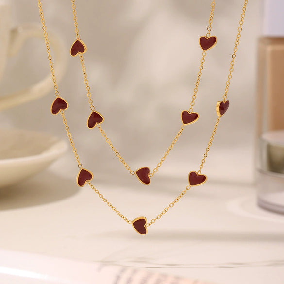 Wholesale Stainless Steel Heartshaped Geometric Light Luxury Electroplated Clavicle Necklace For Women