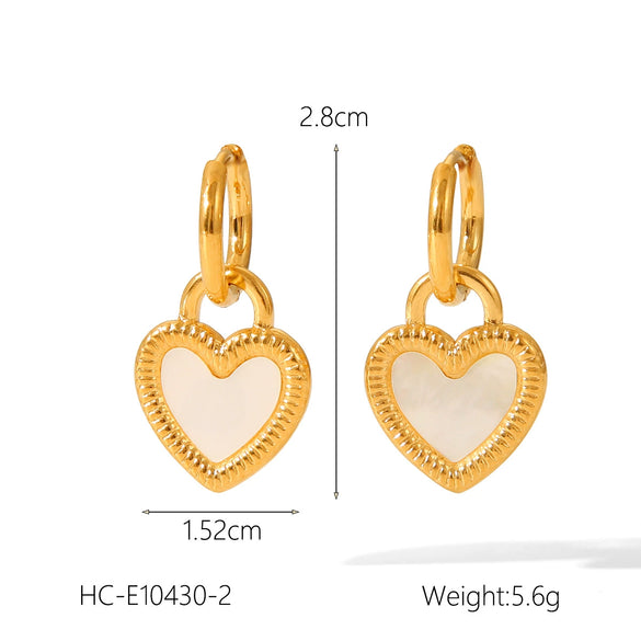 Wholesale Stainless Steel Heartshaped Geometric Pendant Earrings For Women With 18K Gold Plating