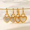 Wholesale Stainless Steel Heartshaped Geometric Pendant Earrings For Women With 18K Gold Plating