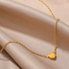 Wholesale Stainless Steel Heartshaped Geometric Pendant Necklace With Electroplating Treatment And Snake Bone Chain