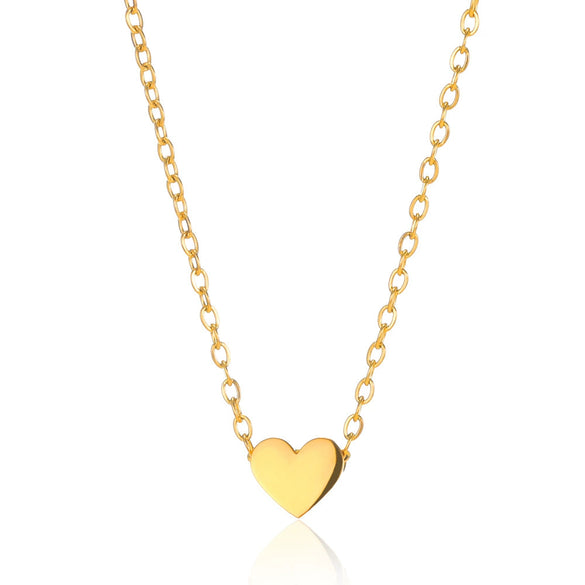 Wholesale Stainless Steel Heartshaped Geometric Pendant Necklace With Electroplating Treatment And Snake Bone Chain