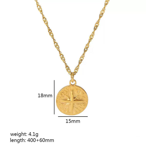 Wholesale Stainless Steel Heartshaped Geometric Texture Pendant Necklace With Electroplating For Women