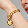 Wholesale Stainless Steel Heartshaped 18K Goldplated Bracelet For Women