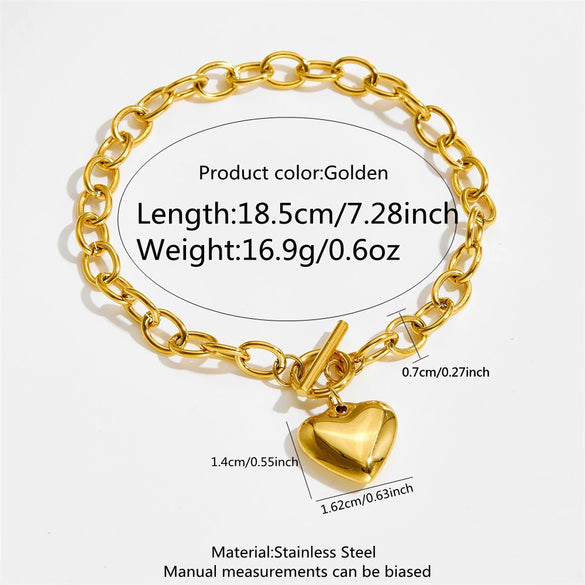 Wholesale Stainless Steel Heartshaped 18K Goldplated Bracelet For Women