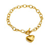 Wholesale Stainless Steel Heartshaped 18K Goldplated Bracelet For Women