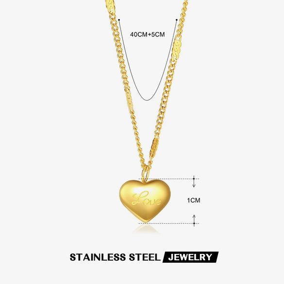 Wholesale Stainless Steel Heartshaped 18K Goldplated Love Necklace In Ins Style