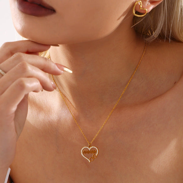 Wholesale Stainless Steel Heartshaped Letter Clavicle Necklace With Electroplating Treatment Light Luxury Style