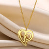 Wholesale Stainless Steel Heartshaped Letter Pendant Necklace With Electroplating Unisex Simple Style