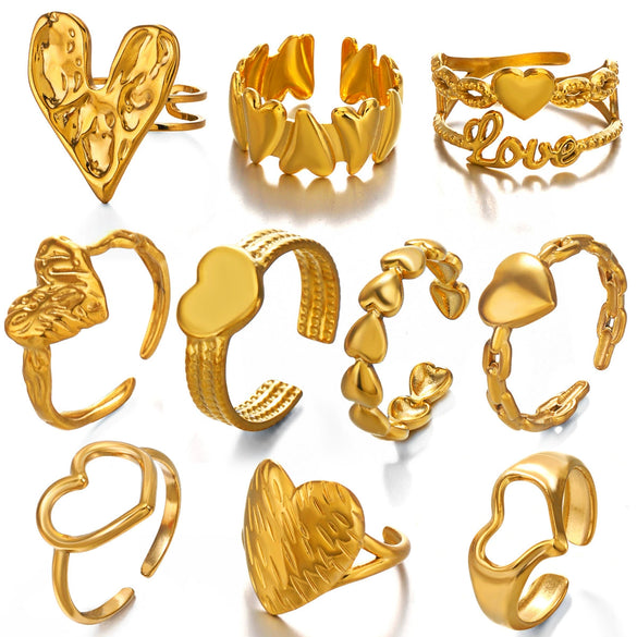 Wholesale Stainless Steel Heartshaped Love Ring Electroplated For Women