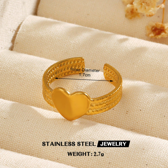 Wholesale Stainless Steel Heartshaped Love Ring Electroplated For Women